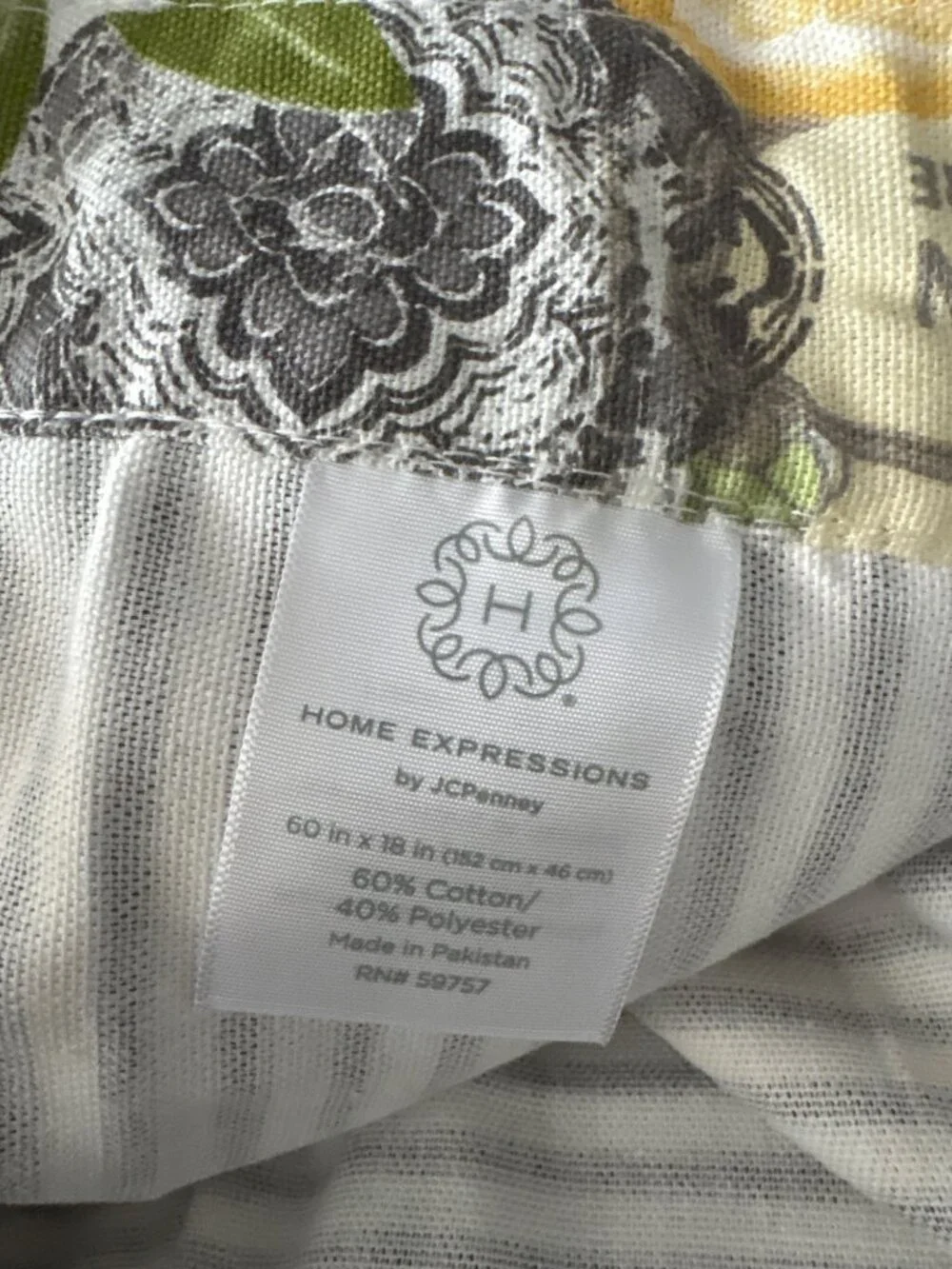 JC Penny Lemon-Print Kitchen Curtain Set 60